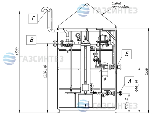 Габаритный чертеж электрической испарительной установки СИНТЭК-И-Э-65